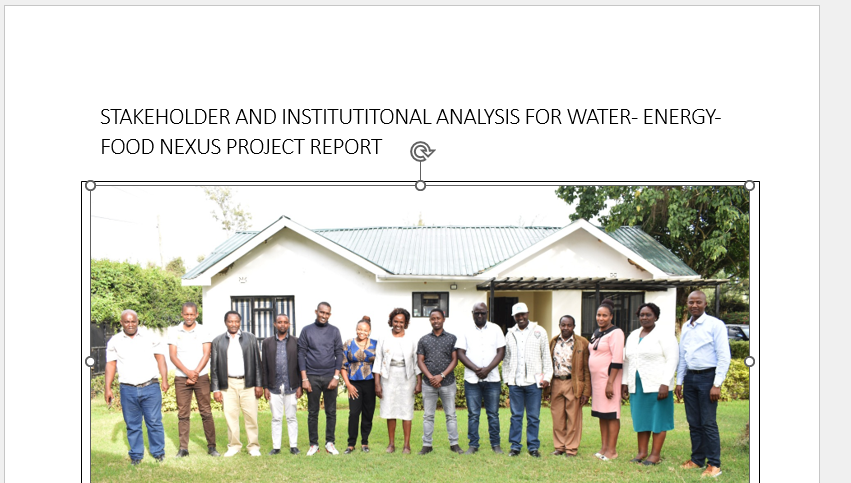 STAKEHOLDER AND INSTITUTITONAL ANALYSIS FOR WATER- ENERGYFOOD NEXUS PROJECT REPORT
