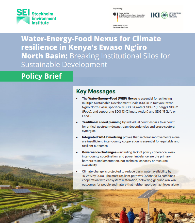 Water-Energy-Food Nexus for Climate  resilience in Kenya’s Ewaso Ng’iro  North Basin: Breaking Institutional Silos for  Sustainable Development